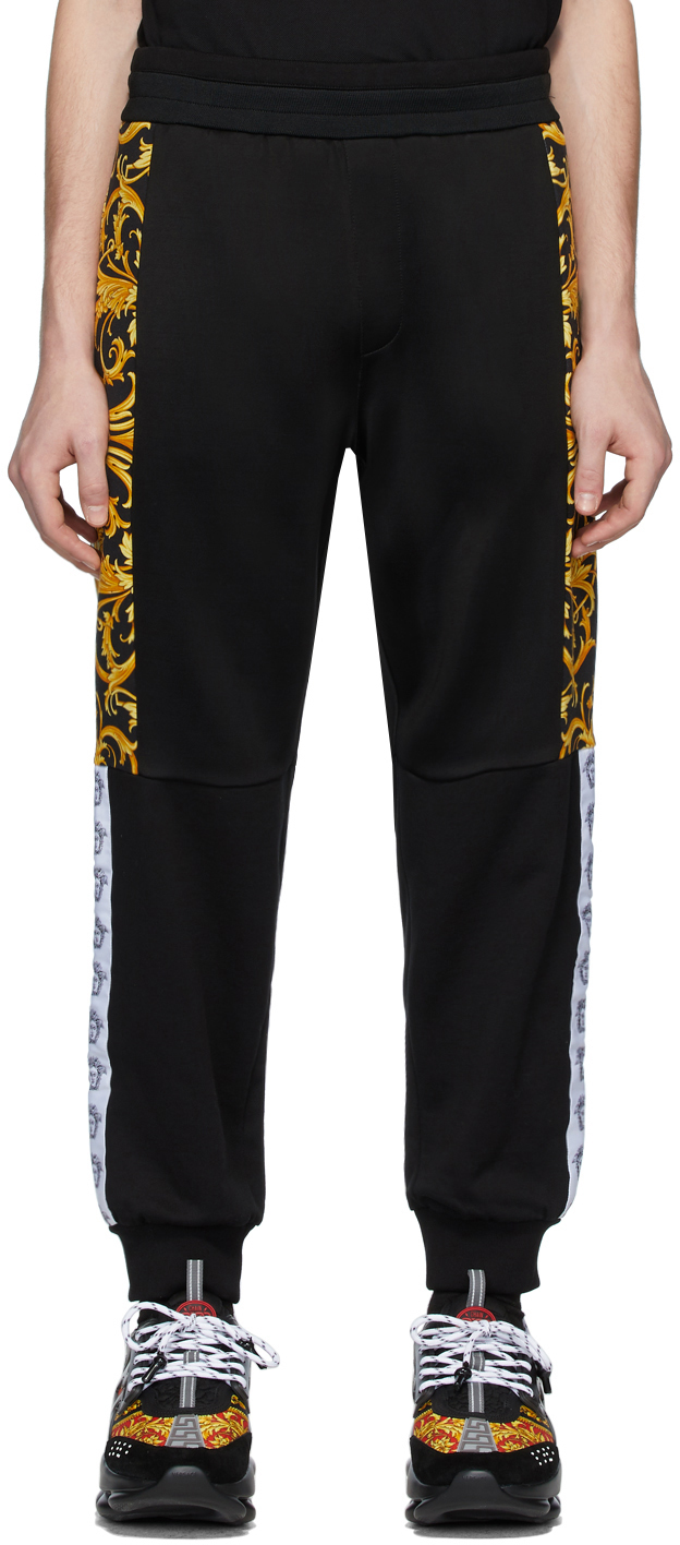 Versace: Black Barocco Lounge Pants | SSENSE UK