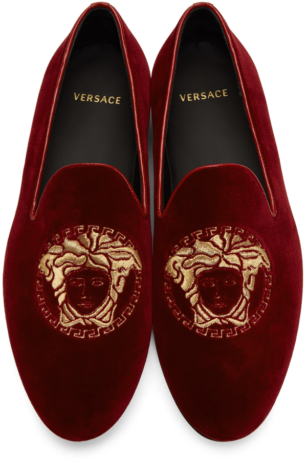 red velvet versace loafers