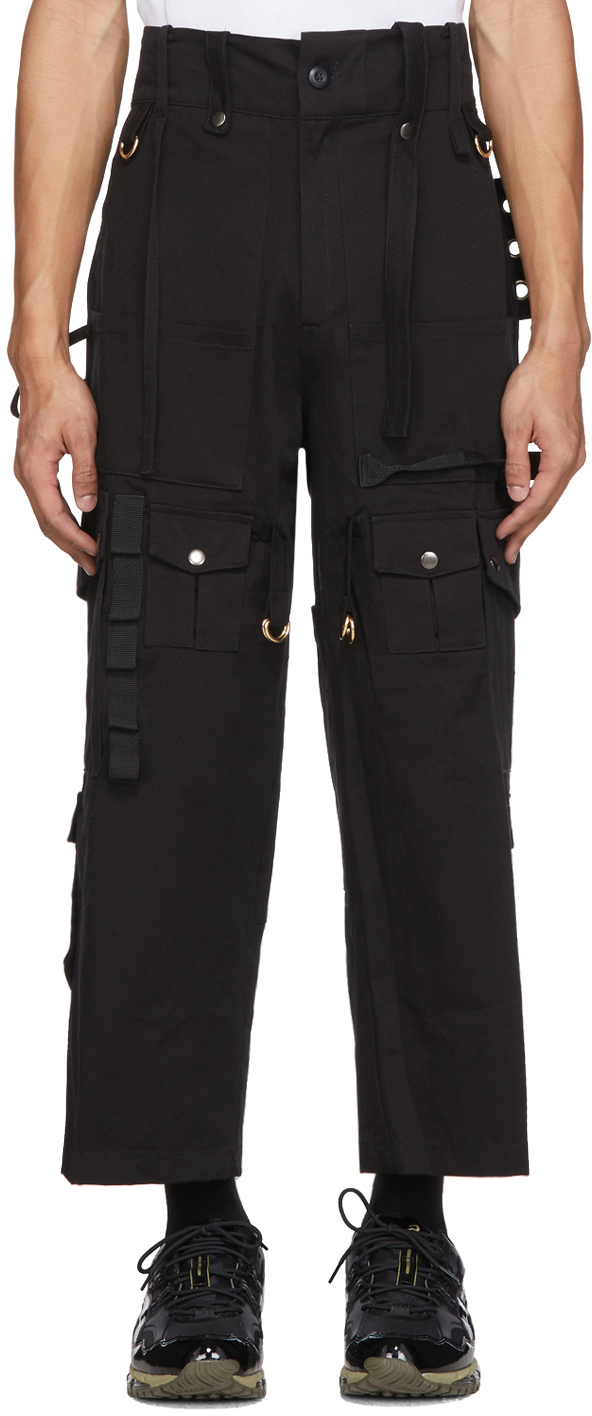 black cotton cargo pants