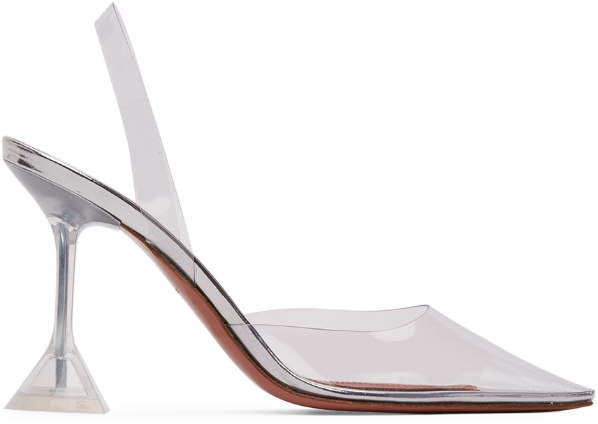 silver glass heels