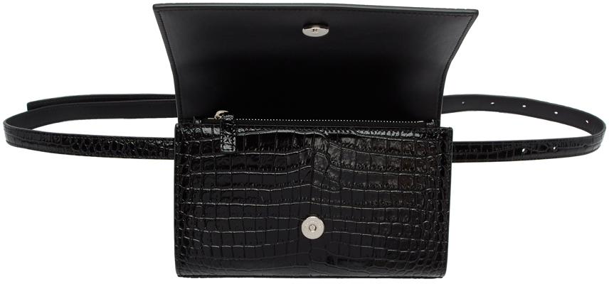 black croc belt bag