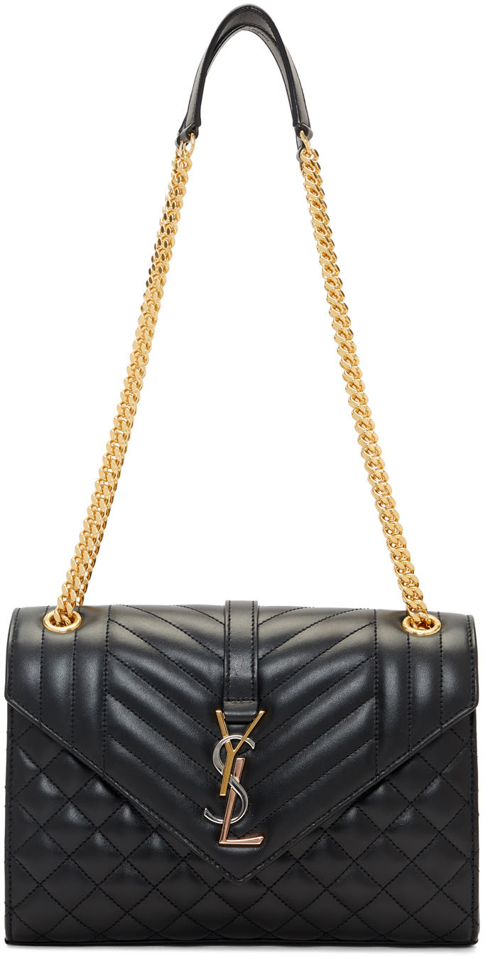 saint laurent black medium envelope chain bag