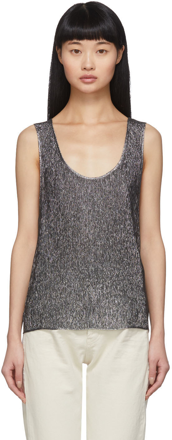 Silver Lamé Jersey Tank Top