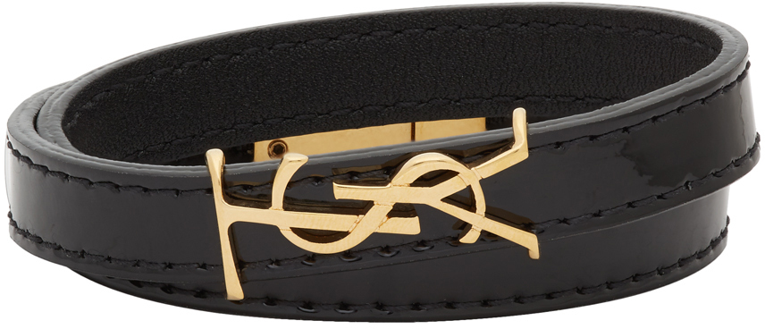 YSL logo-plaque leather bracelet, Saint Laurent