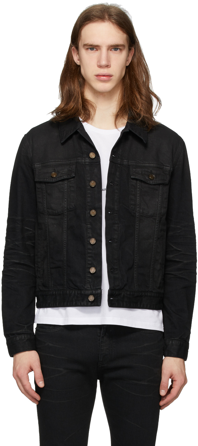 black coated denim jacket