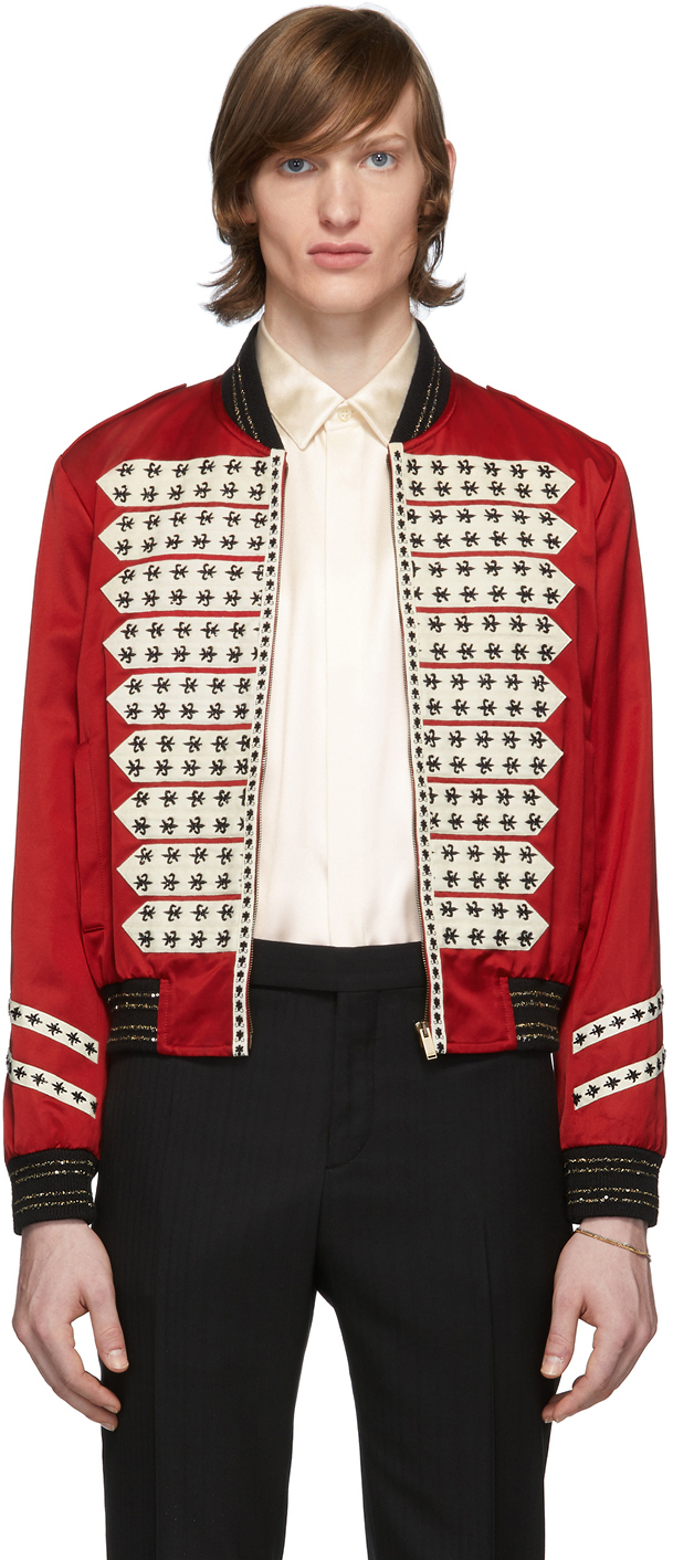 red saint laurent jacket