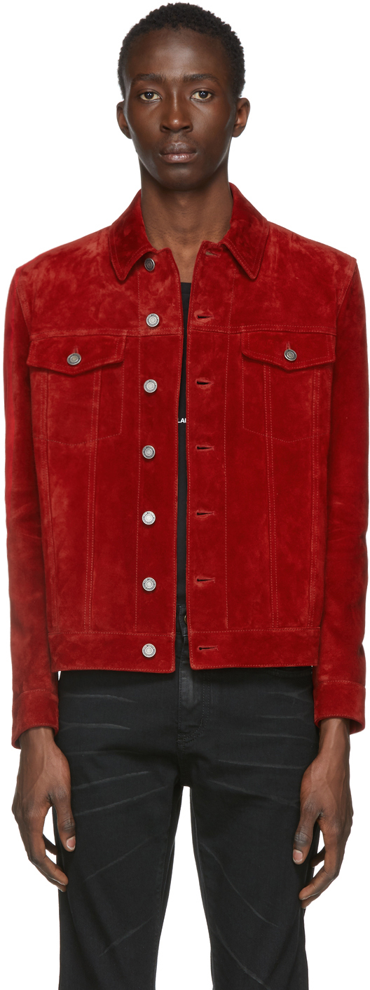 Saint Laurent Red Suede Classic Jacket 201418M181003