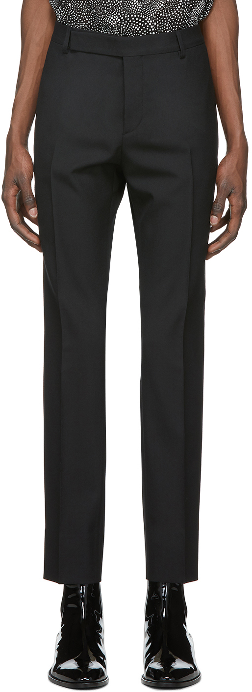 Saint Laurent: Black Wool Trousers | SSENSE