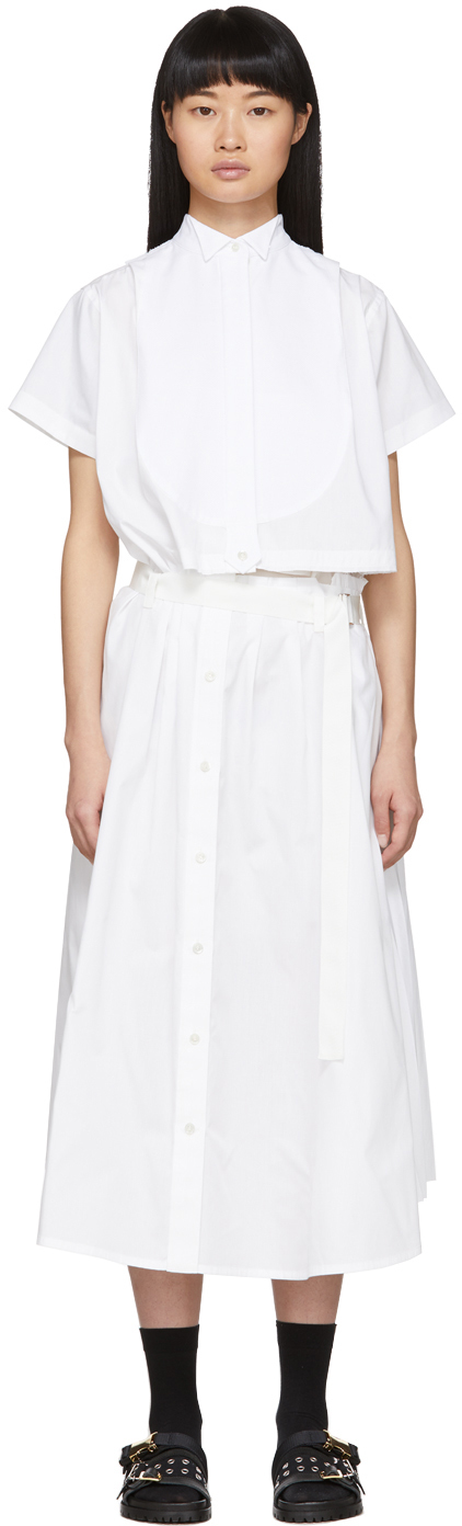 sacai: White Cut-Out Shirt Dress | SSENSE