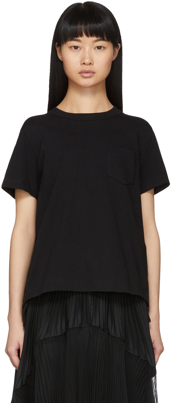 sacai: Black Open Back T-Shirt | SSENSE