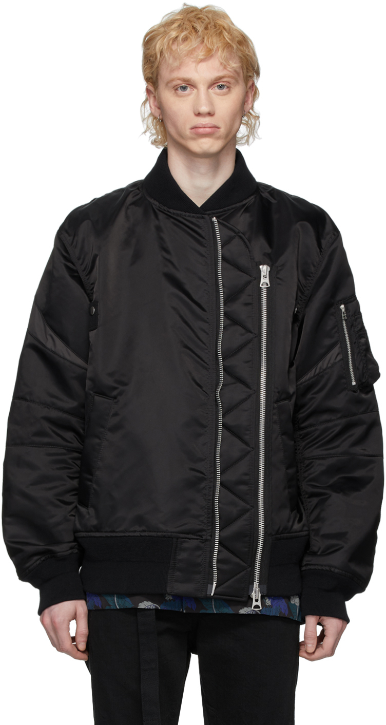 sacai: Black Nylon Twill Bomber | SSENSE UK