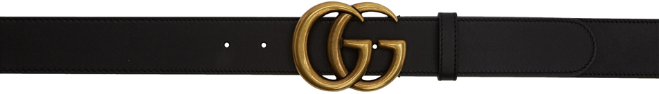 Gucci: Black Leather GG Belt | SSENSE