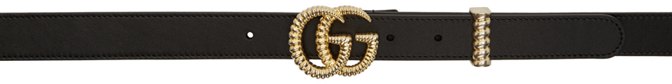 Gucci: Black Leather Small Torchon GG Belt | SSENSE