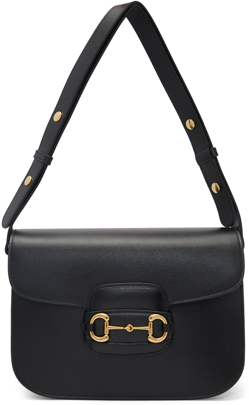 Gucci: Black 'Gucci 1955' Horsebit Bag 