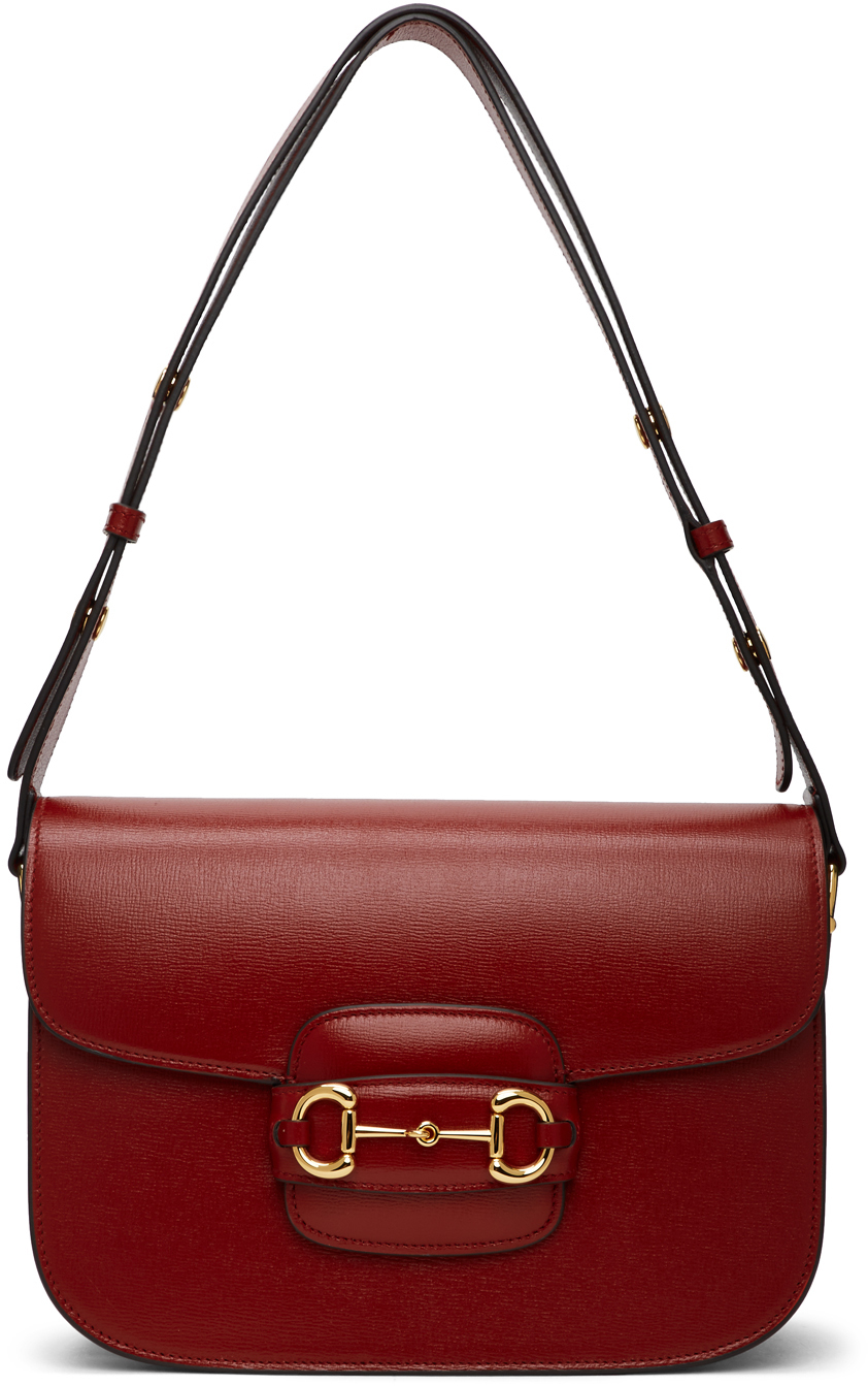 Gucci: Red 'Gucci 1955' Horsebit Bag 