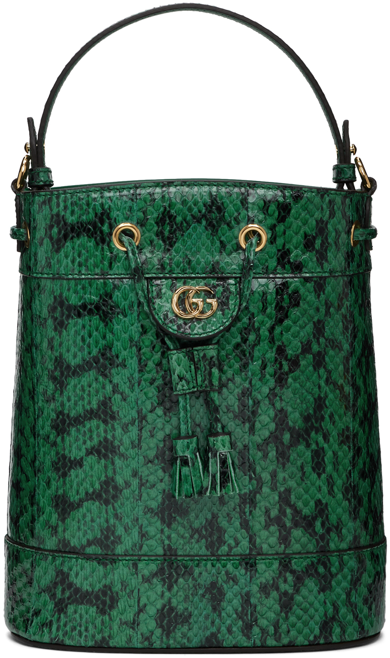 Gucci Green Snake Ophidia Bucket Bag 201451F048303
