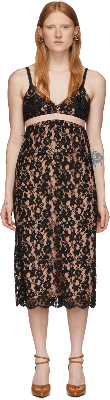 Gucci Black Flower Lace Shell Dress 201451F054357