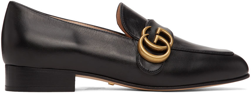 Gucci Black GG Marmont Loafers
