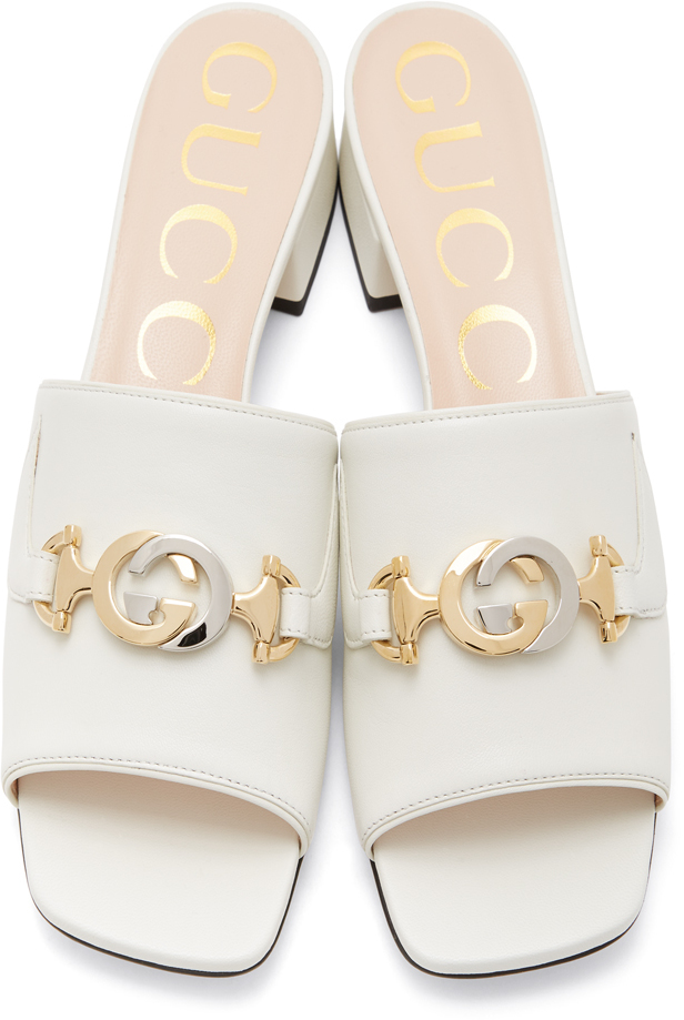 white gucci mules