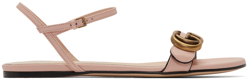 stap Absorberen Op tijd Gucci: Pink Leather GG Sandals | SSENSE