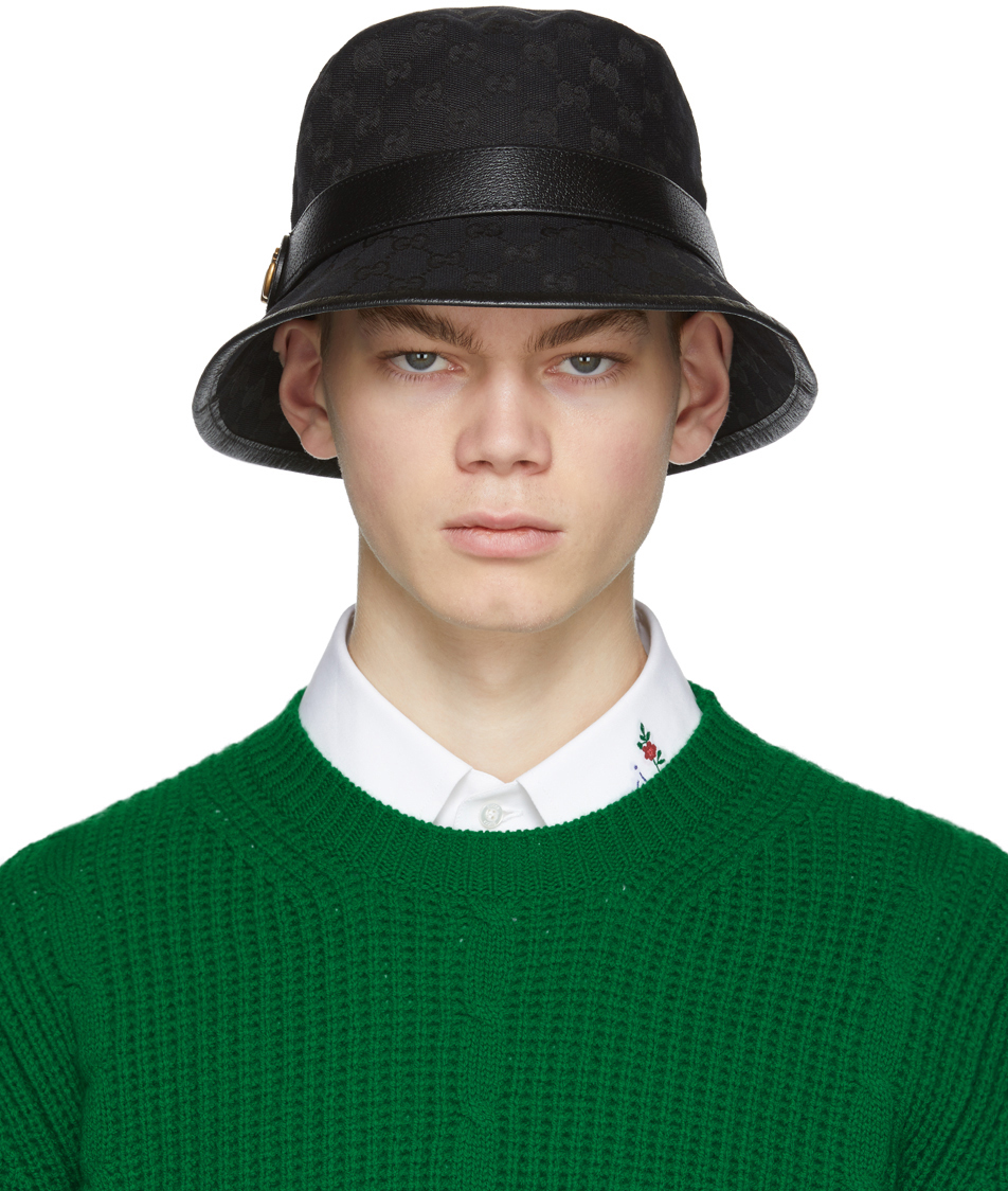 Gucci: Black GG Supreme Bucket Hat | SSENSE