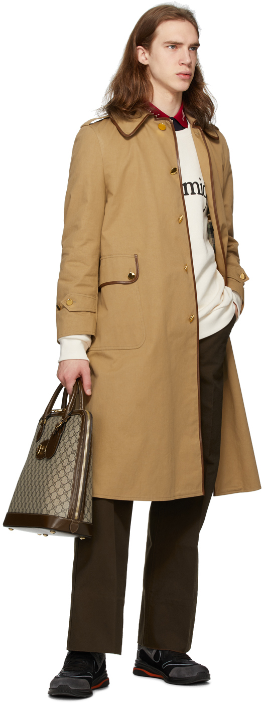 Gucci タン コットン ドリル トレンチ コート