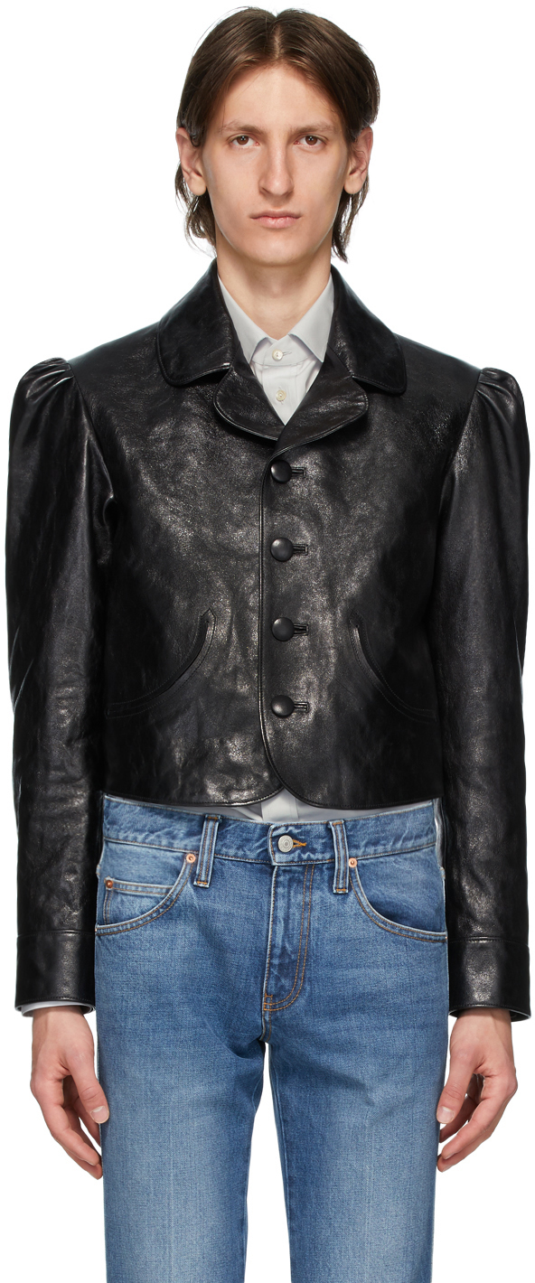 Gucci Black Shiny Leather Jacket 201451M181087