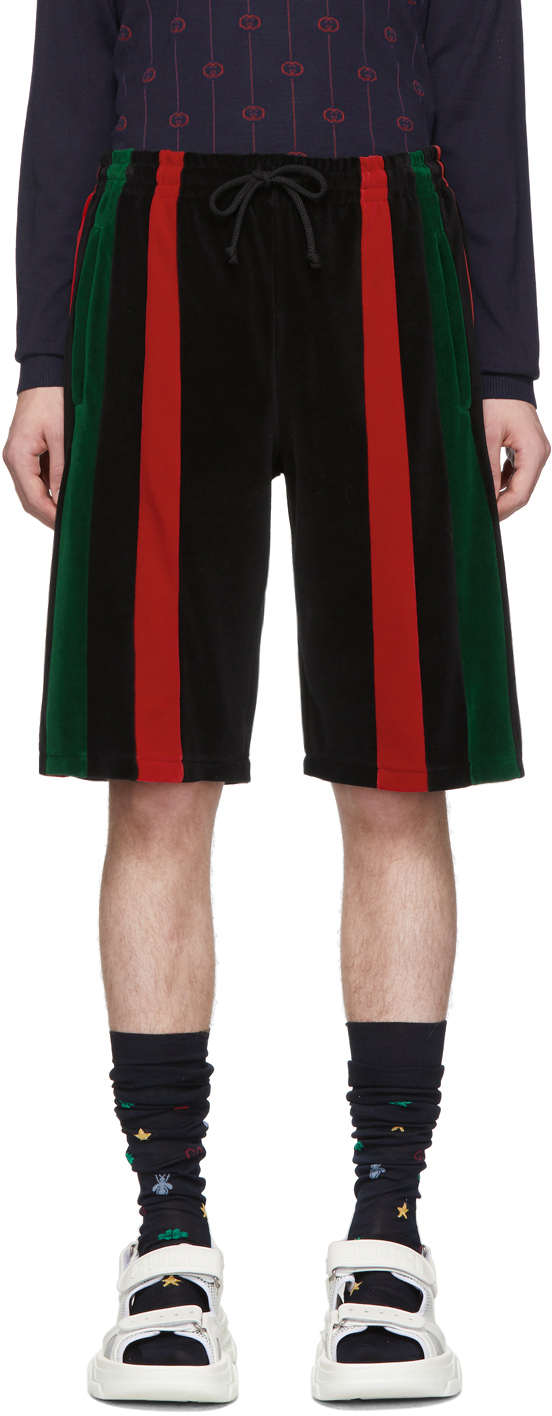 Gucci Black Chenille Signature Stripe Shorts