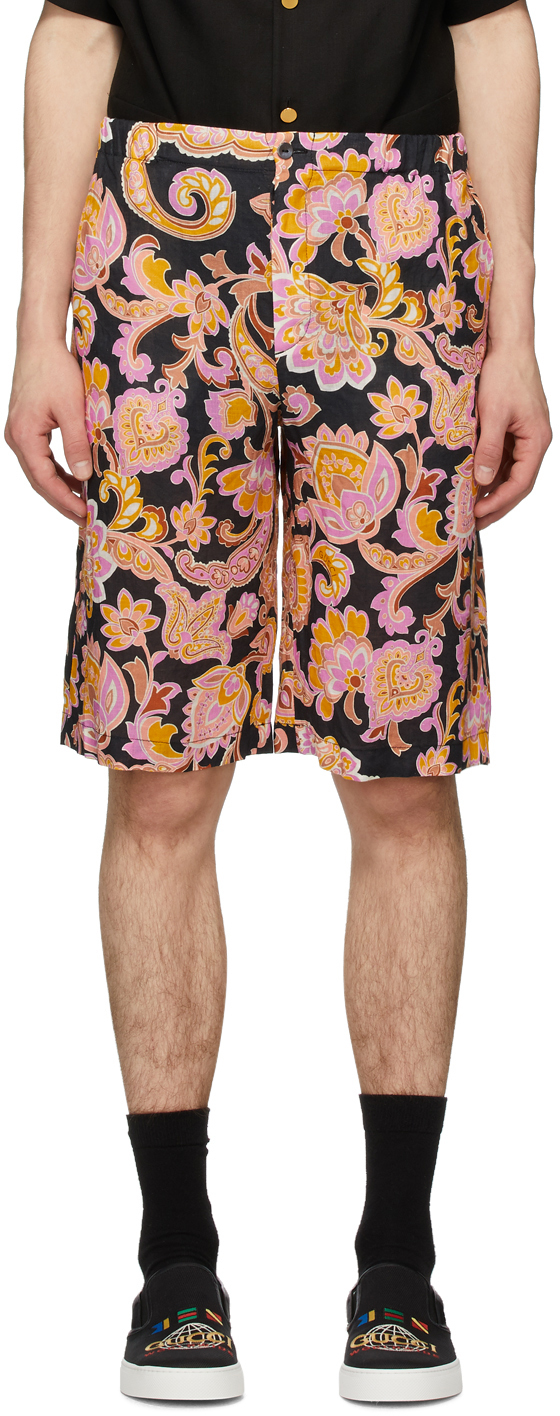 Gucci: Black & Pink Eige Print Shorts | SSENSE