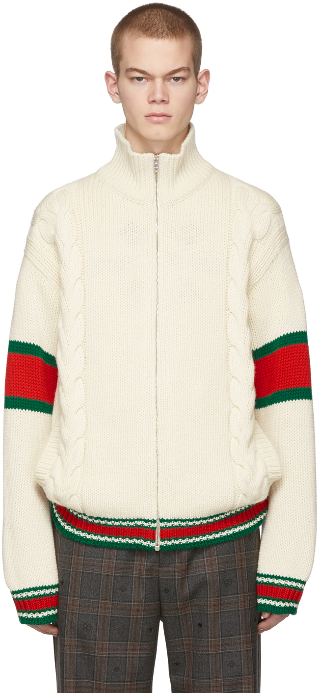 Gucci Off-White Cable Knit Jacket