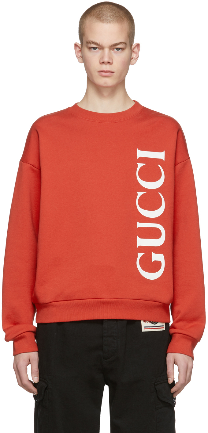 Gucci: Red Logo Sweatshirt | SSENSE