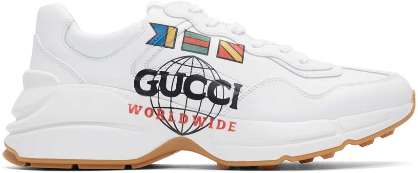 Gucci: White 'Gucci Worldwide' Rhyton Sneakers | SSENSE
