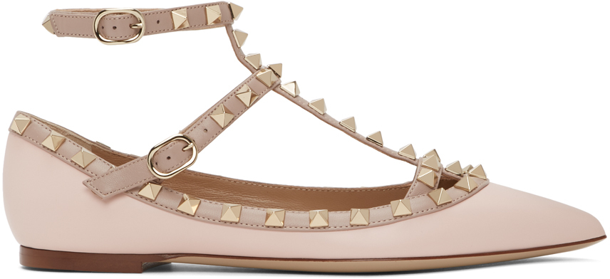 valentino rockstud caged leather ballerina flat