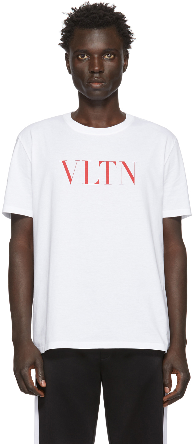Valentino: White & Red 'VLTN' T-Shirt | SSENSE
