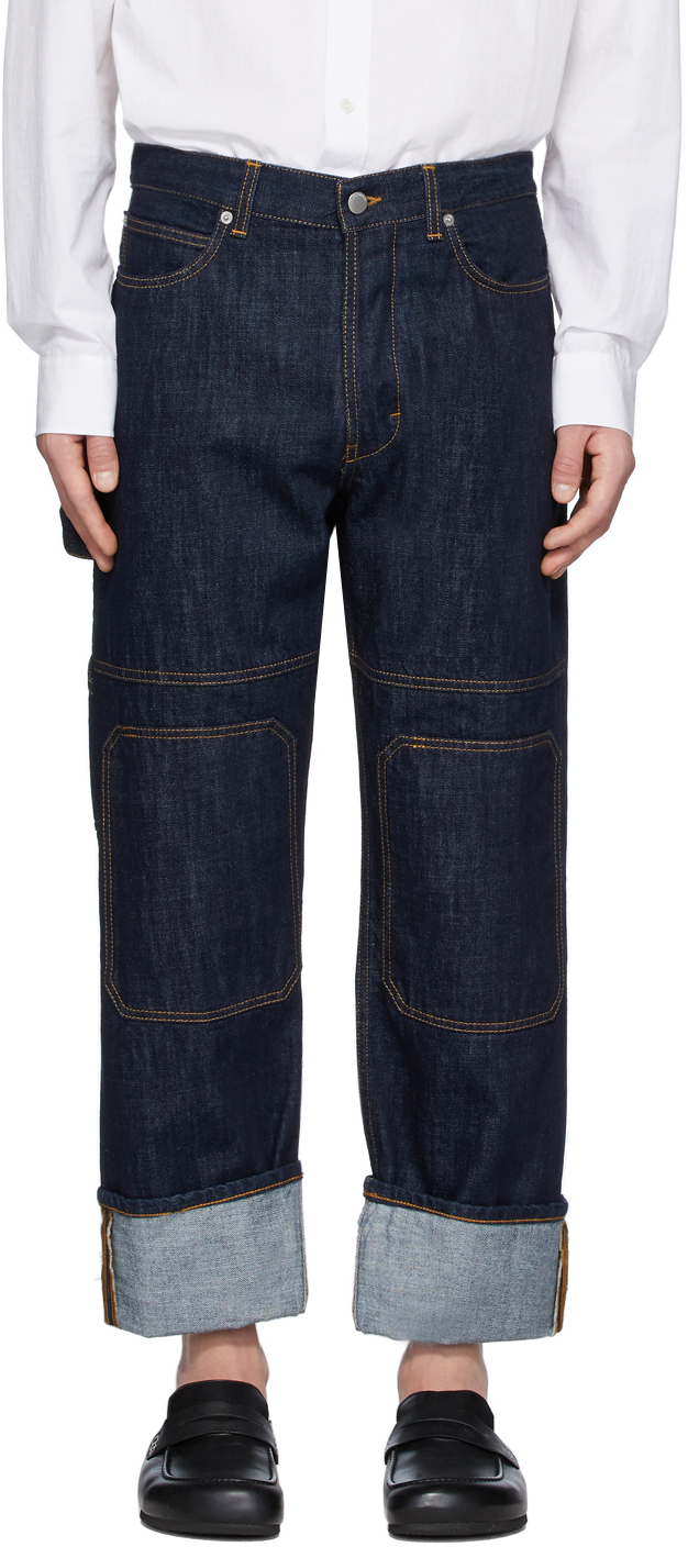 JW Anderson: Indigo Patched Jeans | SSENSE