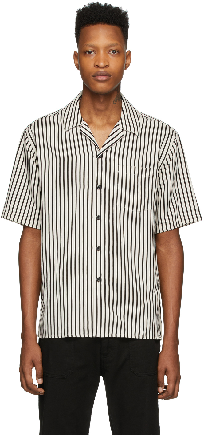 AMI Alexandre Mattiussi: Black & Off-White Striped Shirt | SSENSE