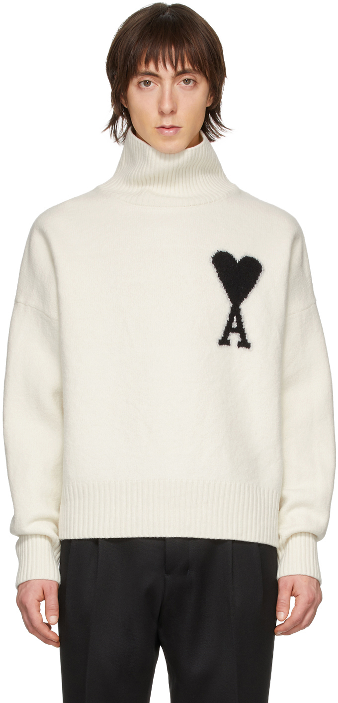 AMI Alexandre Mattiussi: Off-White Merino Ami De Coeur Turtleneck | SSENSE