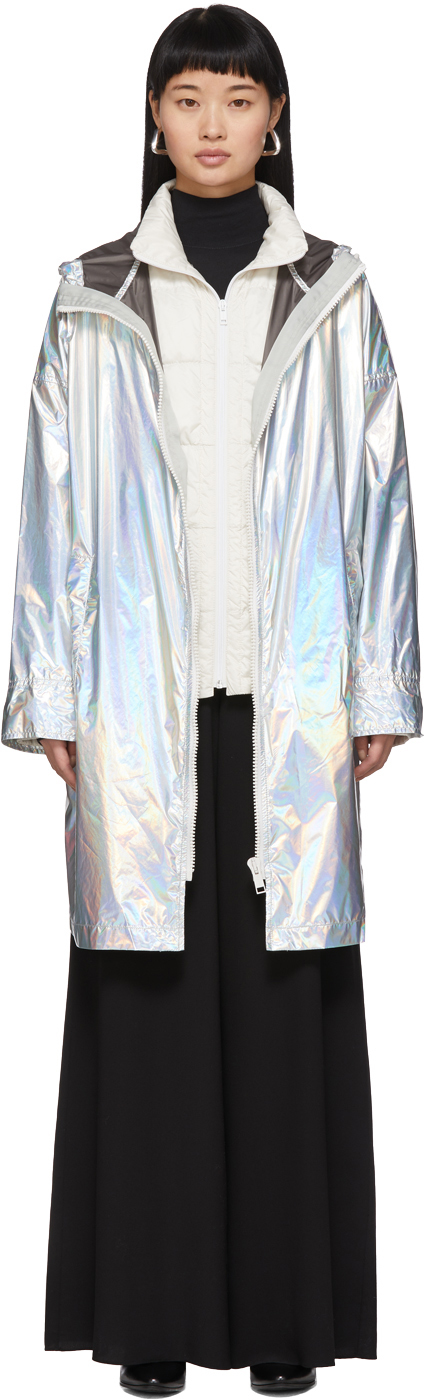Yves Salomon - Army: Silver Down Iridescent Removable Insert Coat | SSENSE