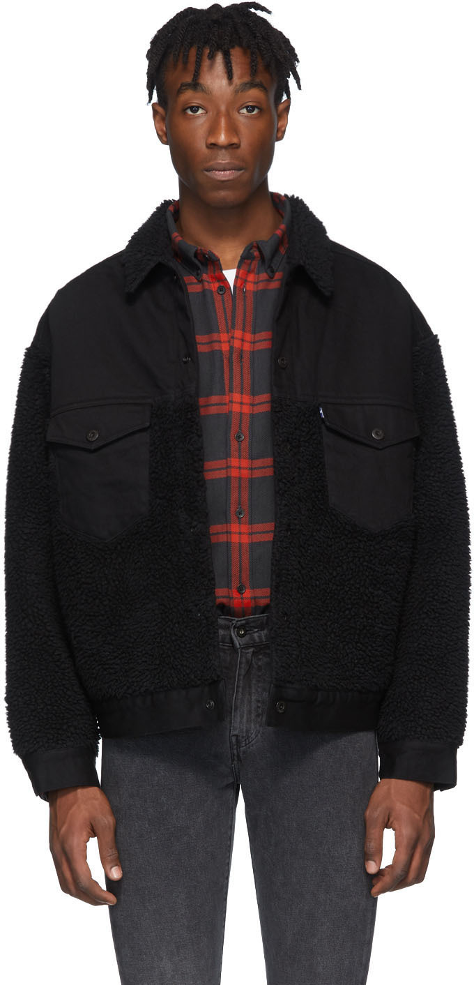 levi sherpa jacket black