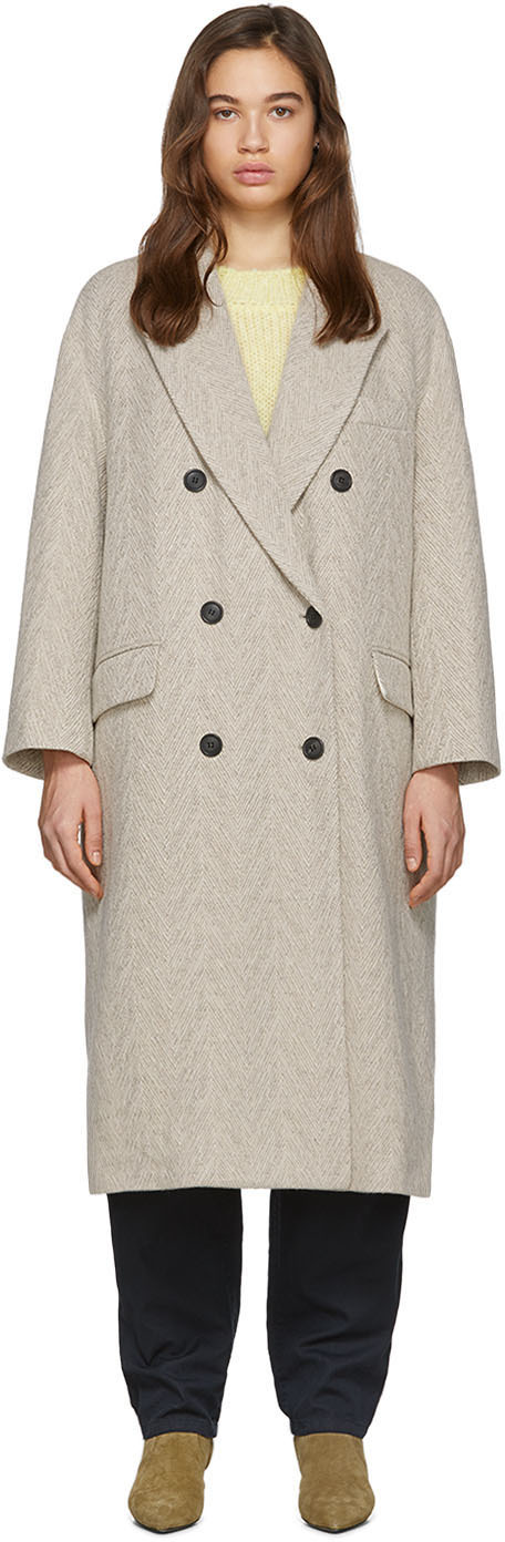 Isabel Marant Etoile: Off-White Wool Ojima Coat | SSENSE