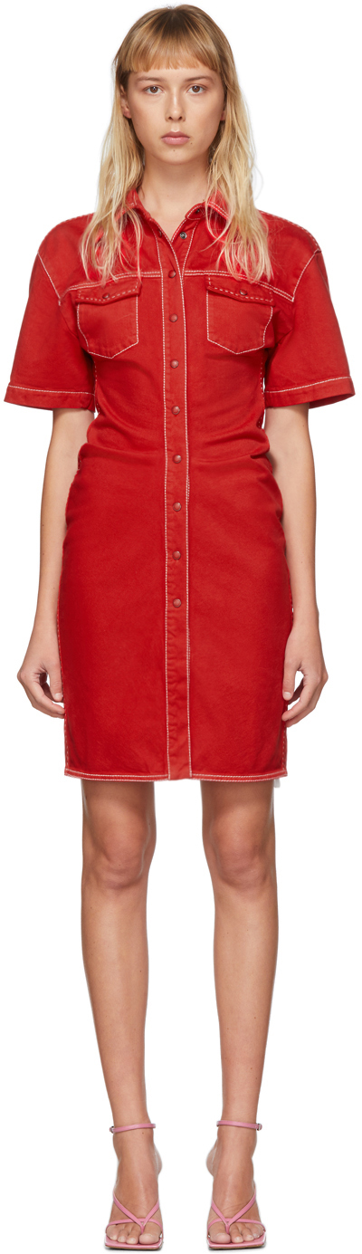 red denim dress
