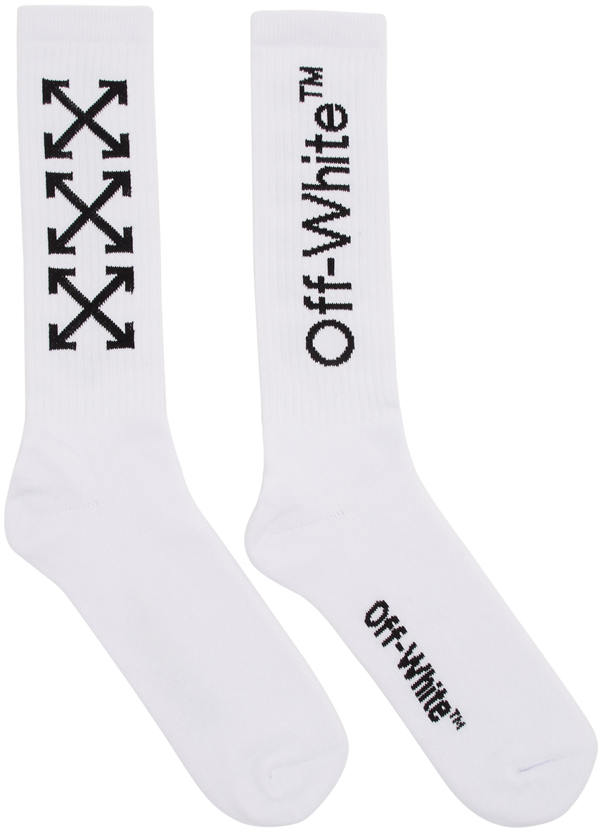 Off-White: White & Black Arrows Socks | SSENSE