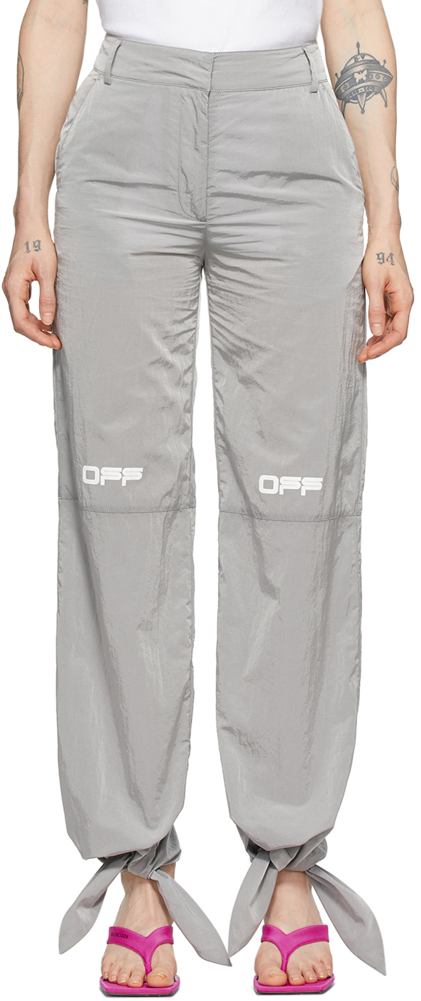 off white nylon pants