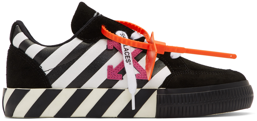 black & white low top vulcanized sneakers