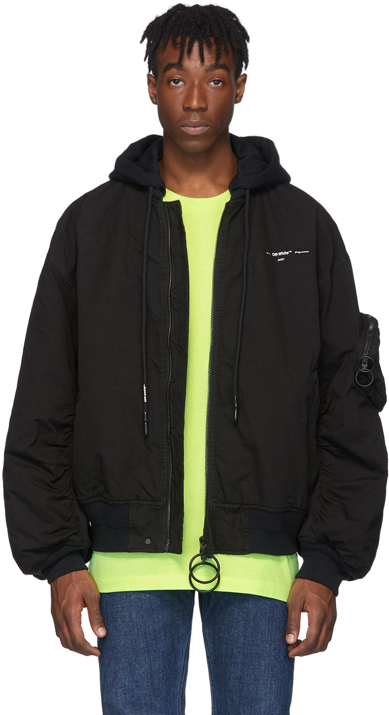 Off White: Black Vintage Bomber Jacket Off White: Black Vintage Bomber Jacket