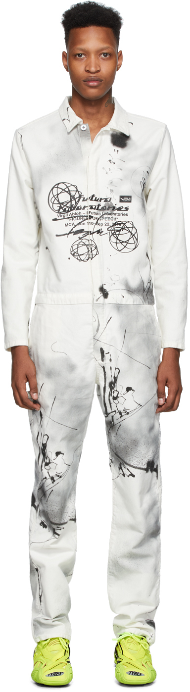 voorjaar weer Bedrijf Off-White: White Futura Edition Boiler Jumpsuit | SSENSE
