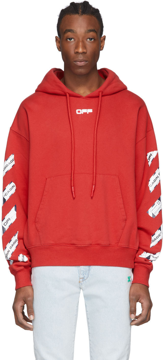 off white red hoodie
