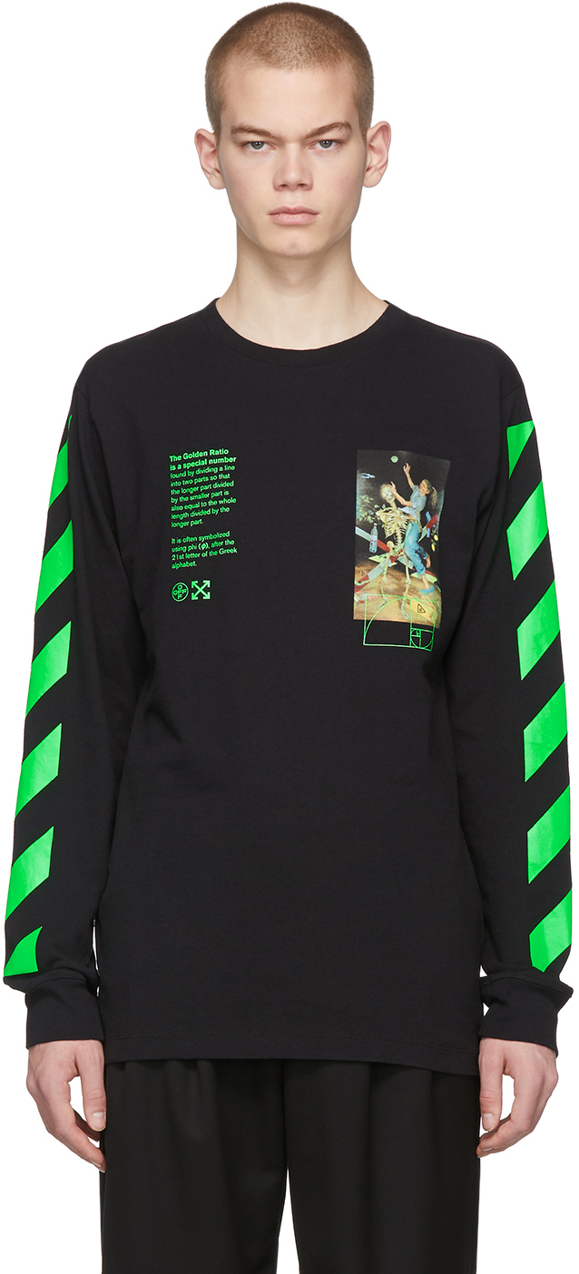 black and green off white shirt