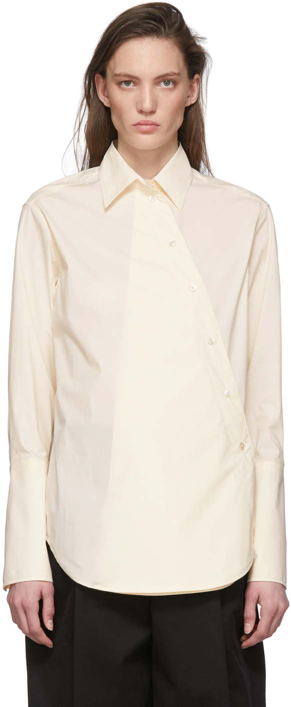 Studio Nicholson: Off-White Cross Over Shirt | SSENSE