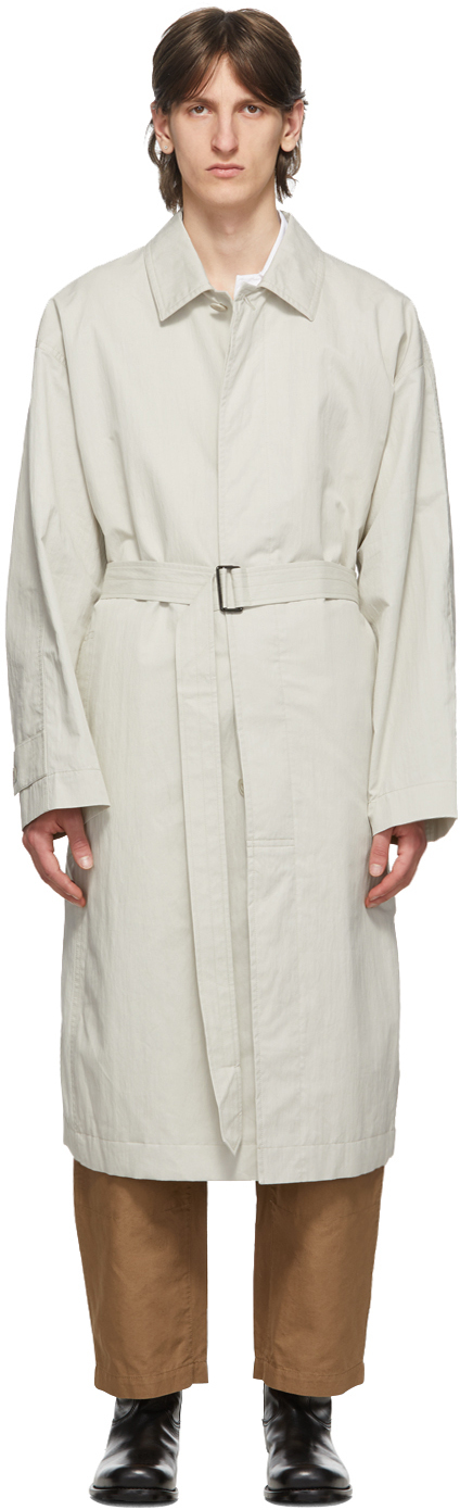 LEMAIRE: Off-White Belted Overcoat | SSENSE UK